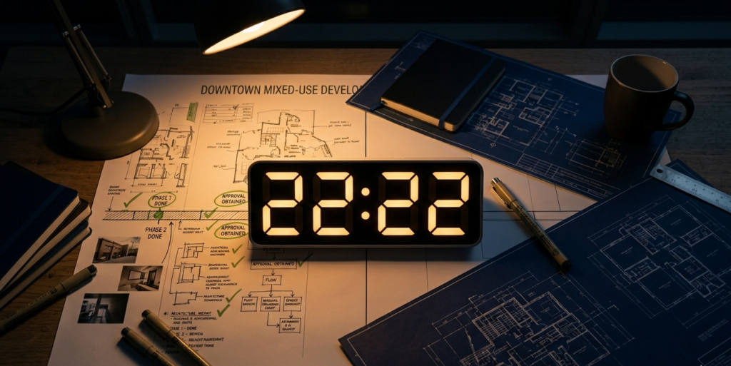 22:22 no trabalho